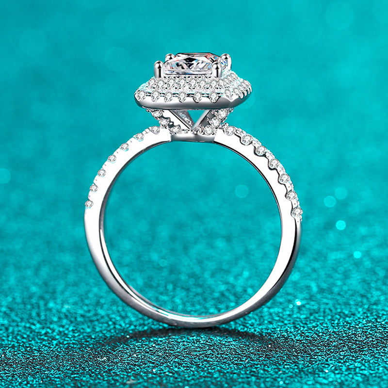 Dazzling Delights Princess Cut Moissanite Double Halo Ring