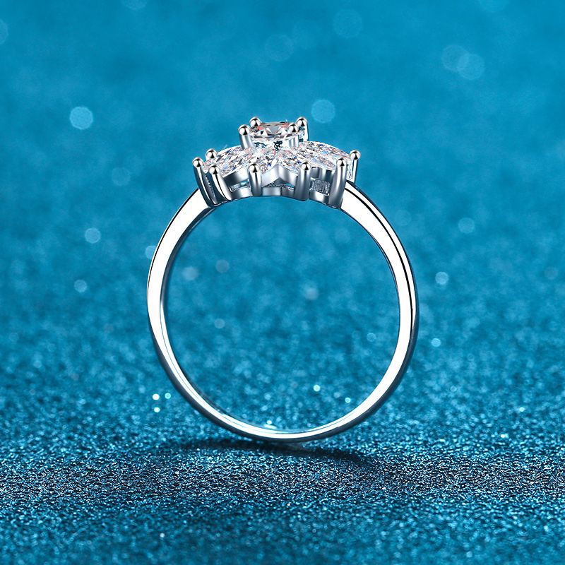 Dazzling Delights Round Brilliant Cut Moissanite Marquise Halo Ring