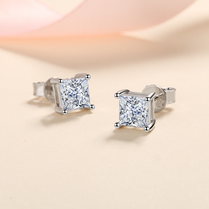 Dazzling Delights Princess Cut Moissanite Stud Earrings