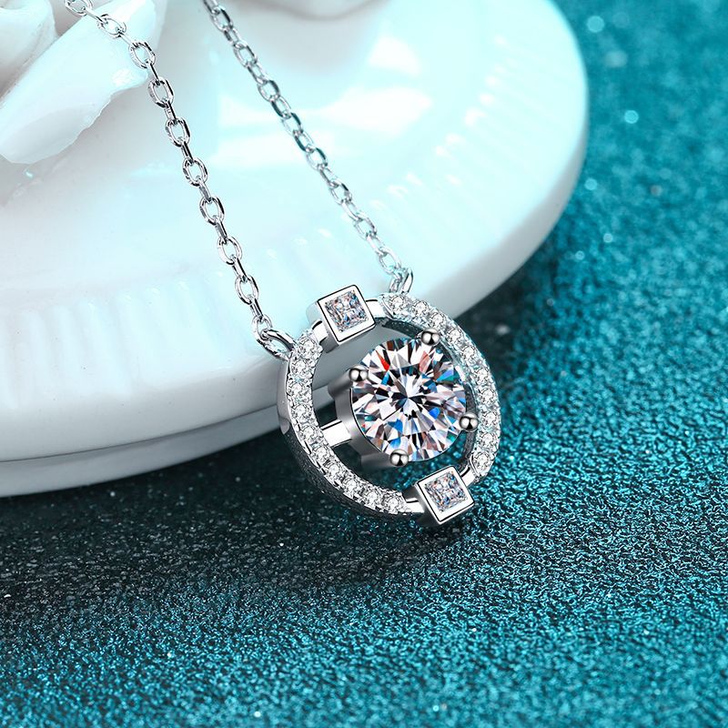 Dazzling Delights Round Brilliant Cut Moissanite Pendant Necklace