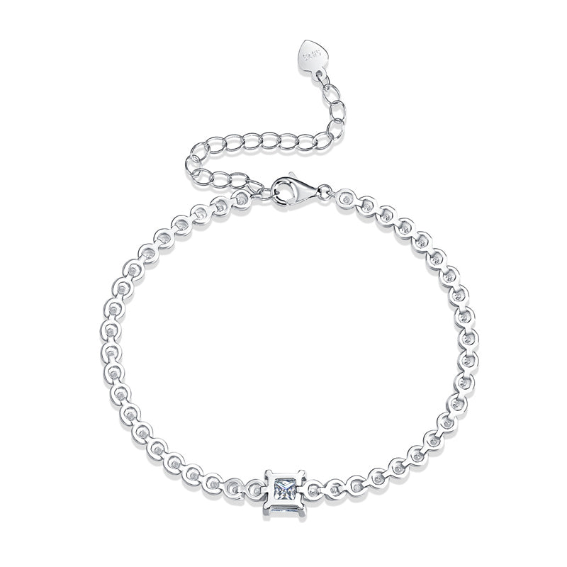 Dazzling Delights Princess Cut Moissanite Tennis Bracelet