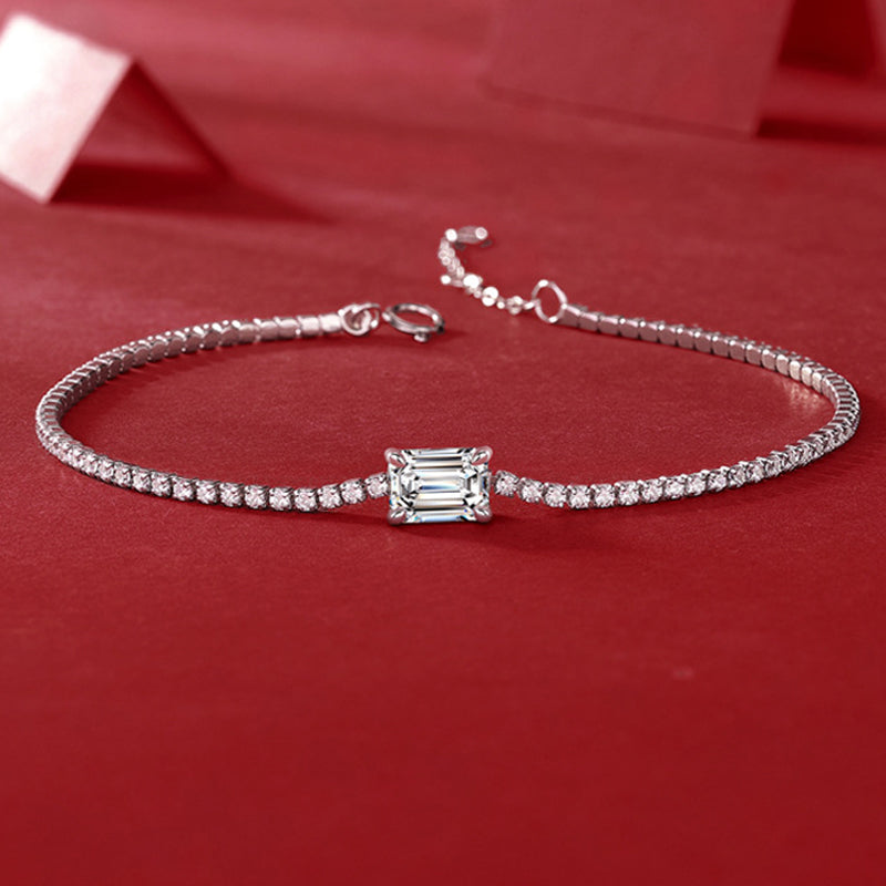 Dazzling Delights Emerald Cut Moissanite Tennis Bracelet