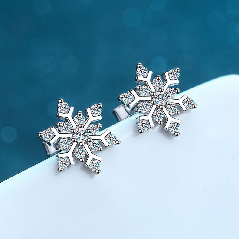 Dazzling Delights Snowflake Moissanite Stud Earrings