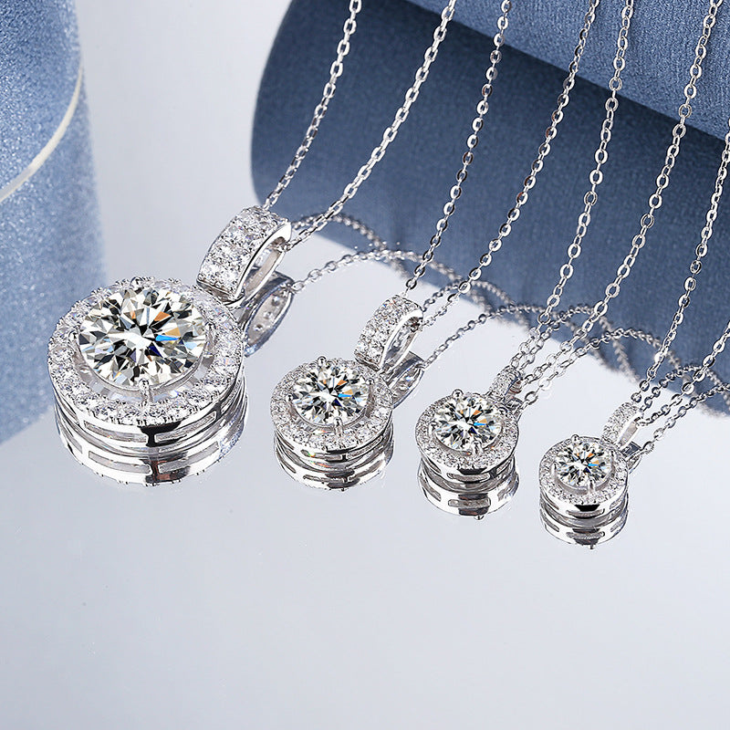 Dazzling Delights Moissanite Halo Pendant Necklace