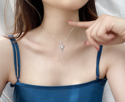 Dazzling Delights Moissanite Key Pendant Necklace