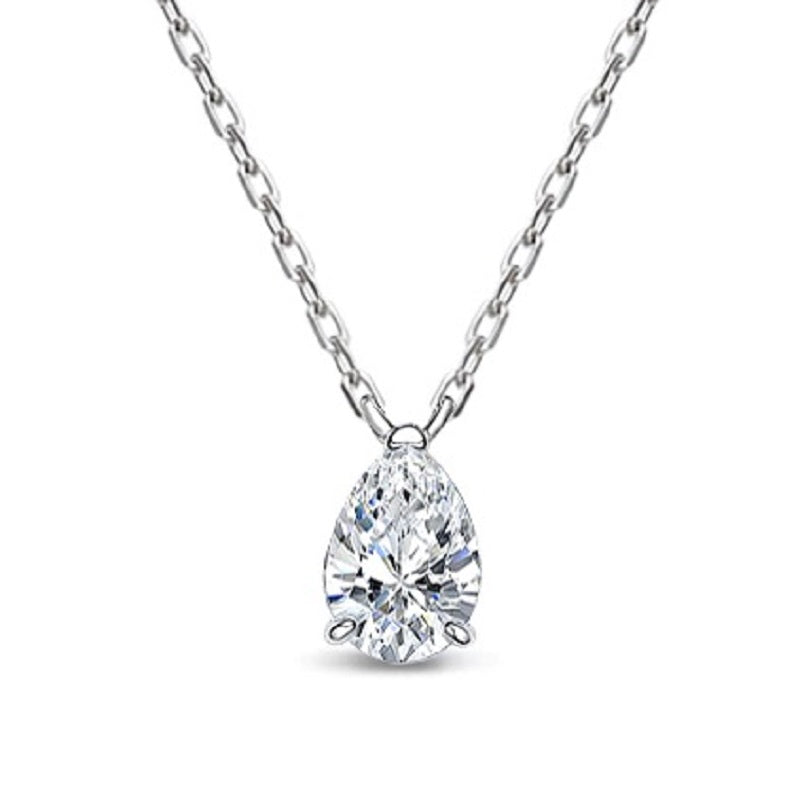 Pear Cut Moissanite Drop Pendant Necklace