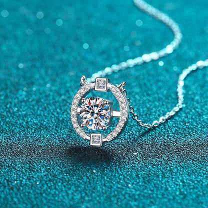 Dazzling Delights Round Brilliant Cut Moissanite Pendant Necklace