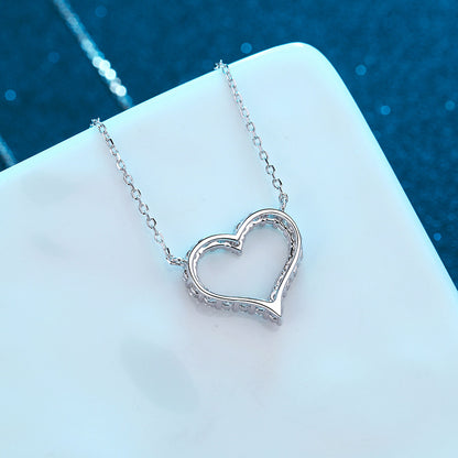 Moissanite Hollow Heart Pendant Necklace