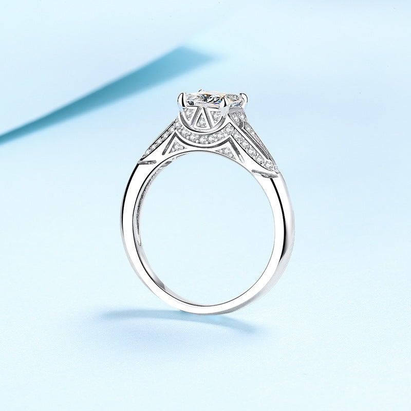 Dazzling Delights Ornate Princess Cut Moissanite Ring