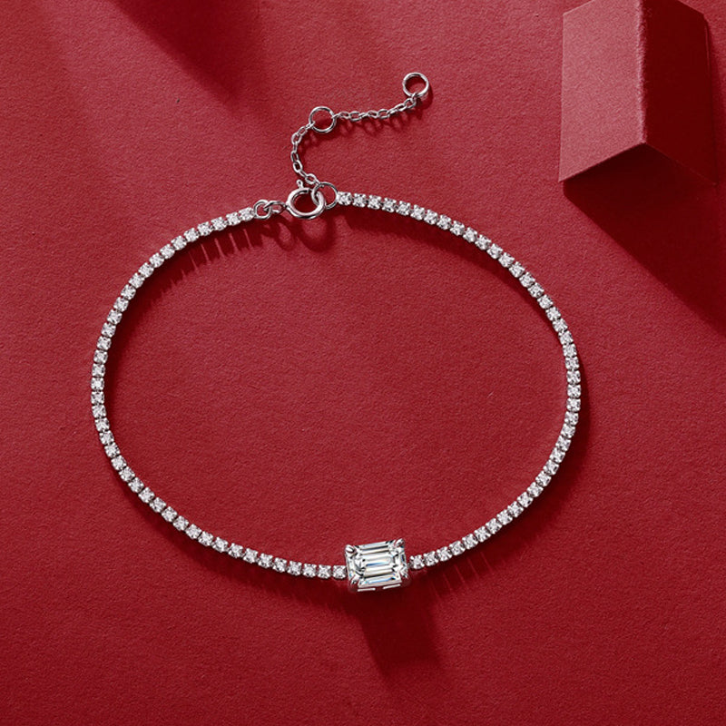 Dazzling Delights Emerald Cut Moissanite Tennis Bracelet