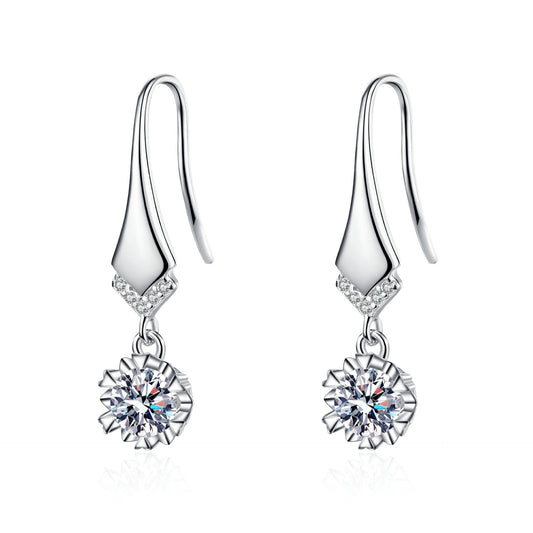 Elegant 6.5mm Moissanite Drop Earrings