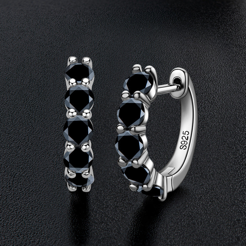 Dazzling Delights 3.5mm Black Moissanite Hoop Earrings