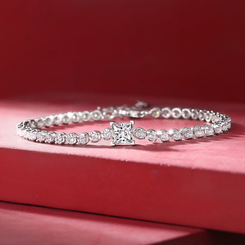 Dazzling Delights Princess Cut Moissanite Tennis Bracelet