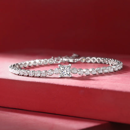 Dazzling Delights Princess Cut Moissanite Tennis Bracelet