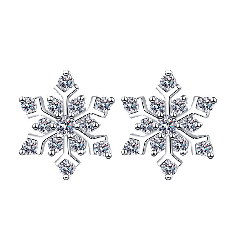 Dazzling Delights Snowflake Moissanite Stud Earrings