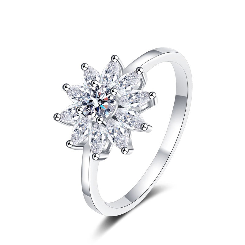 Dazzling Delights Round Brilliant Cut Moissanite Marquise Halo Ring