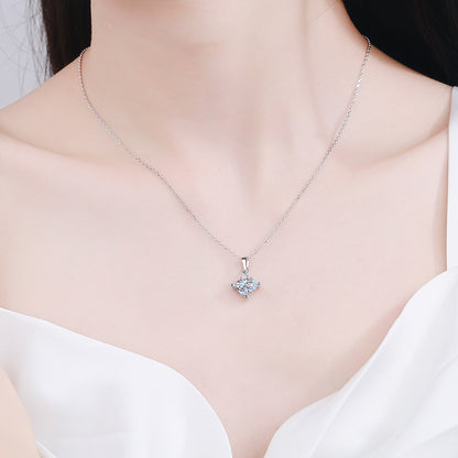 Dazzling Delights Princess Cut Moissanite Drop Pendant Necklace