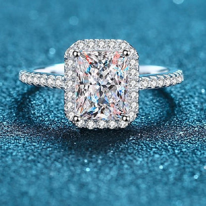 Dazzling Delights Radiant Cut Moissanite Halo Ring