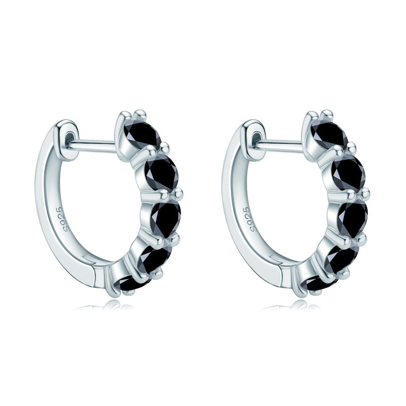 Dazzling Delights 3.5mm Black Moissanite Hoop Earrings