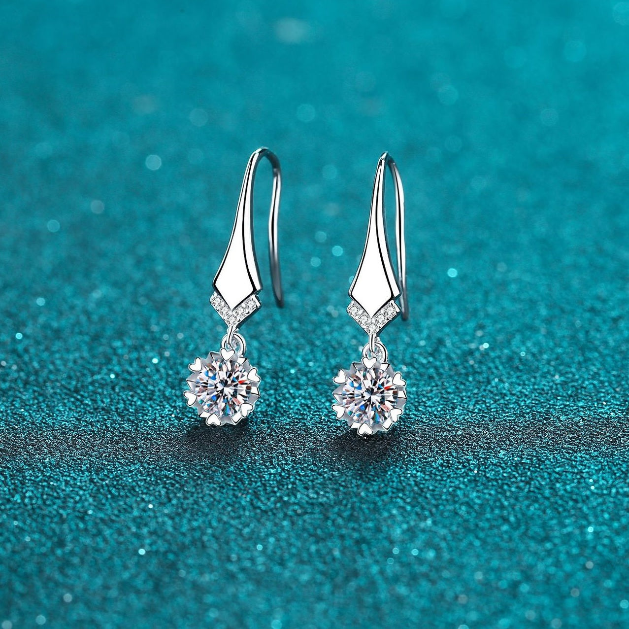 Elegant 6.5mm Moissanite Drop Earrings