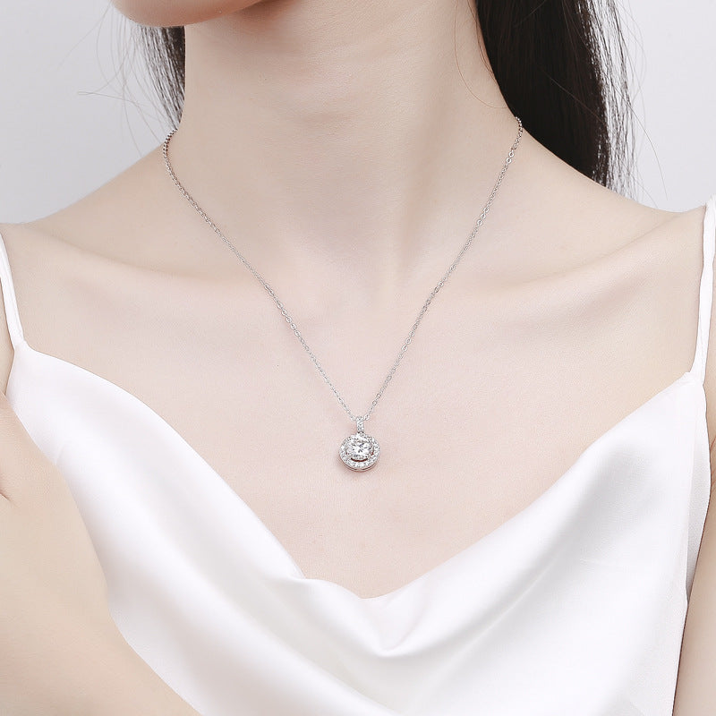 Dazzling Delights Moissanite Halo Pendant Necklace