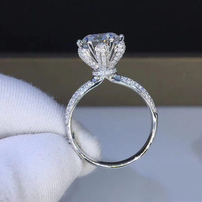 Dazzling Delights Ornate Round Brilliant Cut Moissanite Engagement Ring