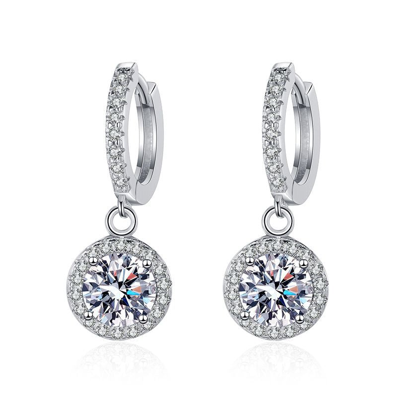 6.5mm Moissanite Drop Halo Earrings