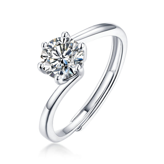 Dazzling Delights 1.0Ct Round Brilliant Cut Moissanite Adjustable Ring