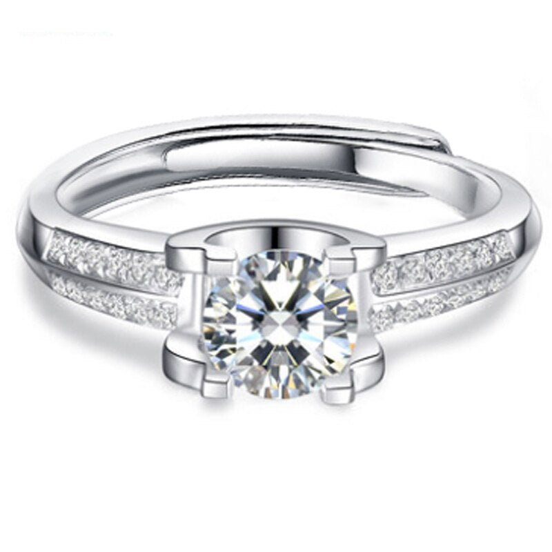 Dazzling Delights 1.0Ct 6.5mm Round Brilliant Cut Adjustable Moissanite Ring