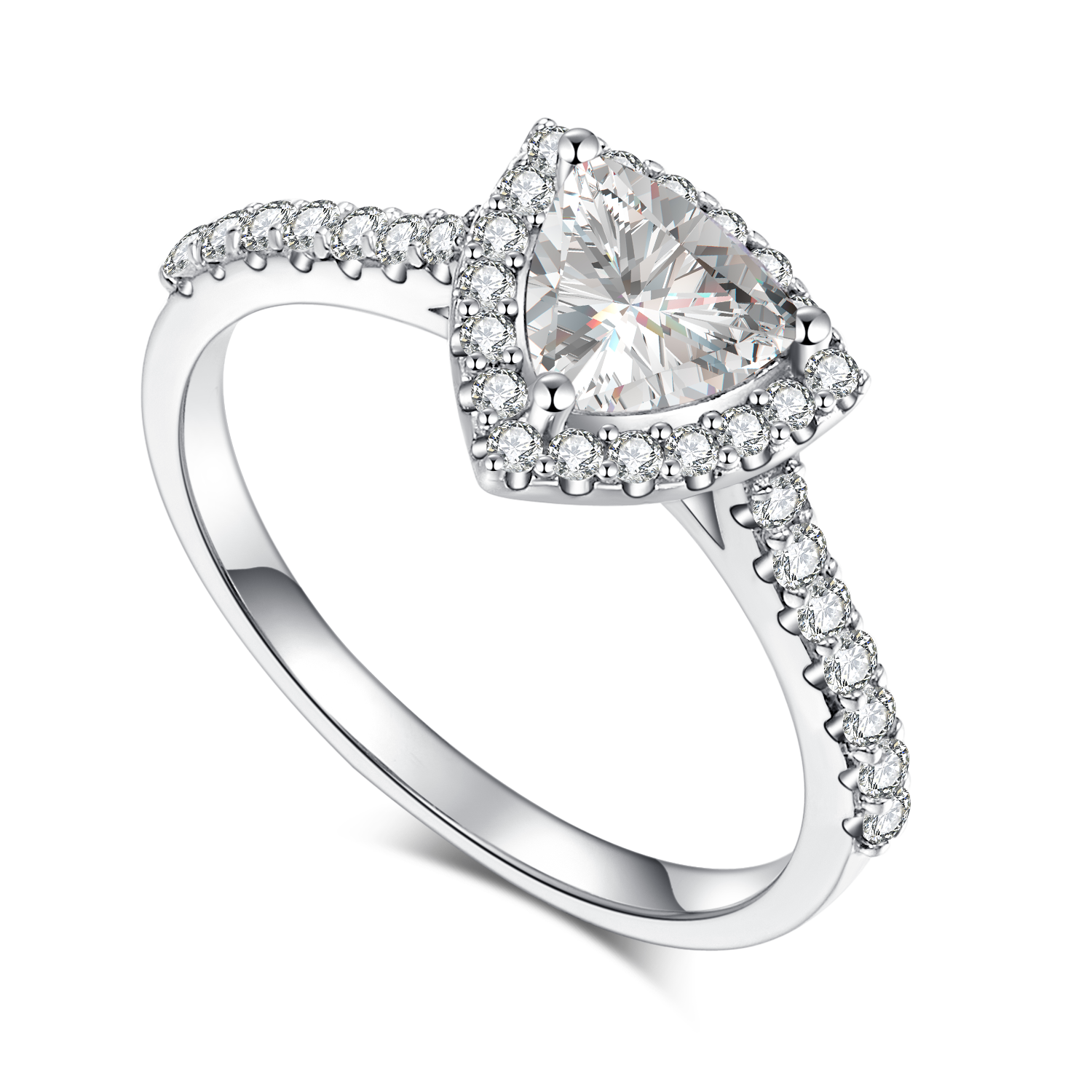 Dazzling Delights Classic Trillion Cut Halo Moissanite Ring