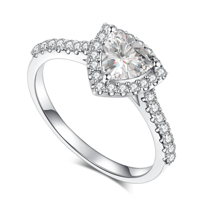 Dazzling Delights Classic Trillion Cut Halo Moissanite Ring