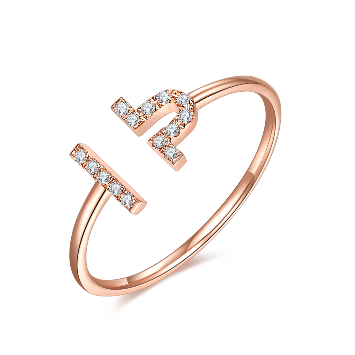 Dazzling Delights 18K Rose Gold Diamond Star Sign Constellation Ring Adjustable Ring