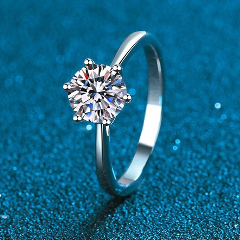 Dazzling Delights Classic 6 Prong Tiffany Style Solitaire Moissanite Engagement Ring